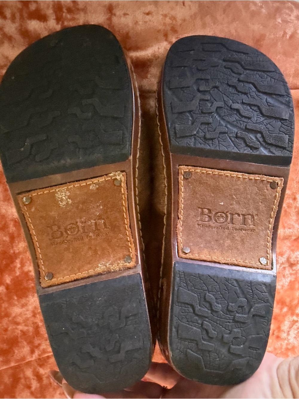 Born Tan Wool and Wood Slip-On Loafers with Aztec Pattern - Size 8 - Picture 4 of 8